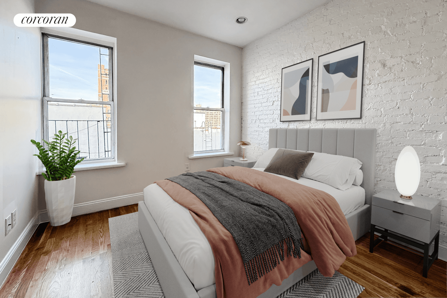 SUNNY 2BR WITH WASHER DRYER NO PETS 6th floor of walk up Gut renovated Exposed brick Wood floors Eat in kitchen Dishwasher Washer dryer Queen size bedrooms Sunny exposures Closets ...