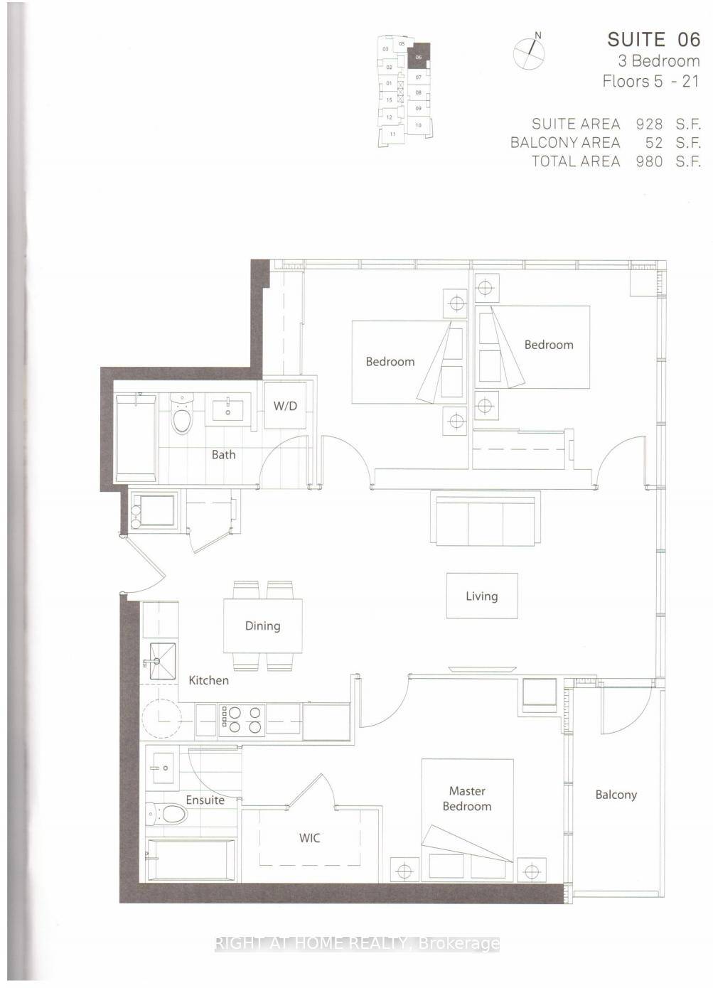 3 full bedrooms each with lots of natural light, 9 foot ceiling with floor to ceiling windows.