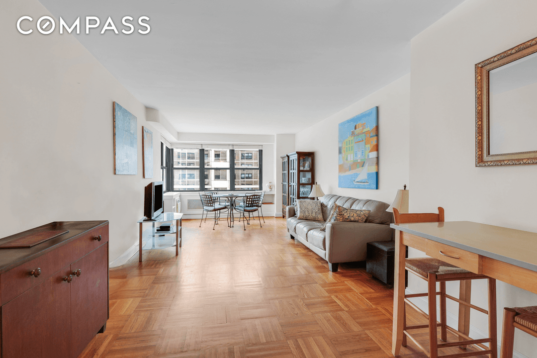Come home to this large, high floor, sunny south and east facing one bedroom coop.