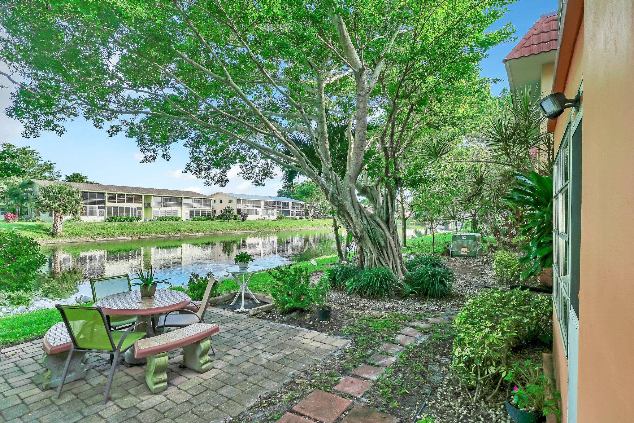 Your new home is tastefully furnished, accented with smartly updated kitchen and baths and a beautiful and private waterfront patio.