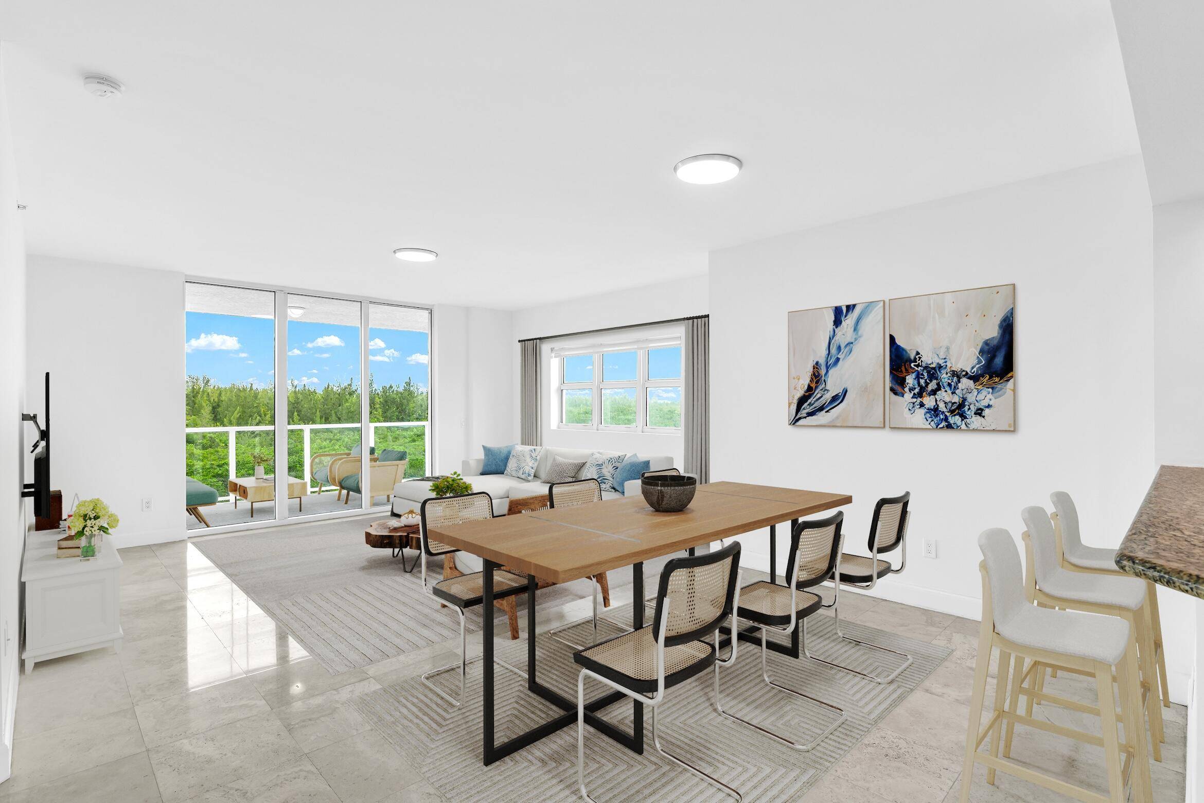 Large 3 bed, 3 bath corner residence with stunning views of the Oleta River State Park.