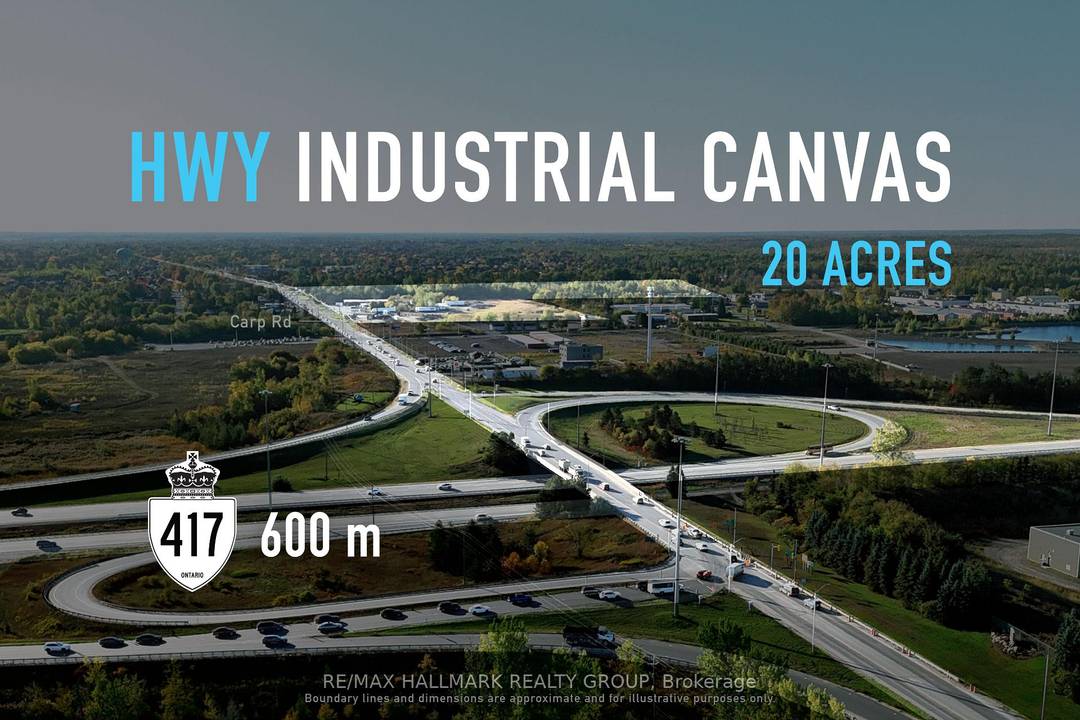 Prime 20 acre parcel strategically situated in the rapidly growing Stittsville Ottawa area, offering direct access to Highway 417.