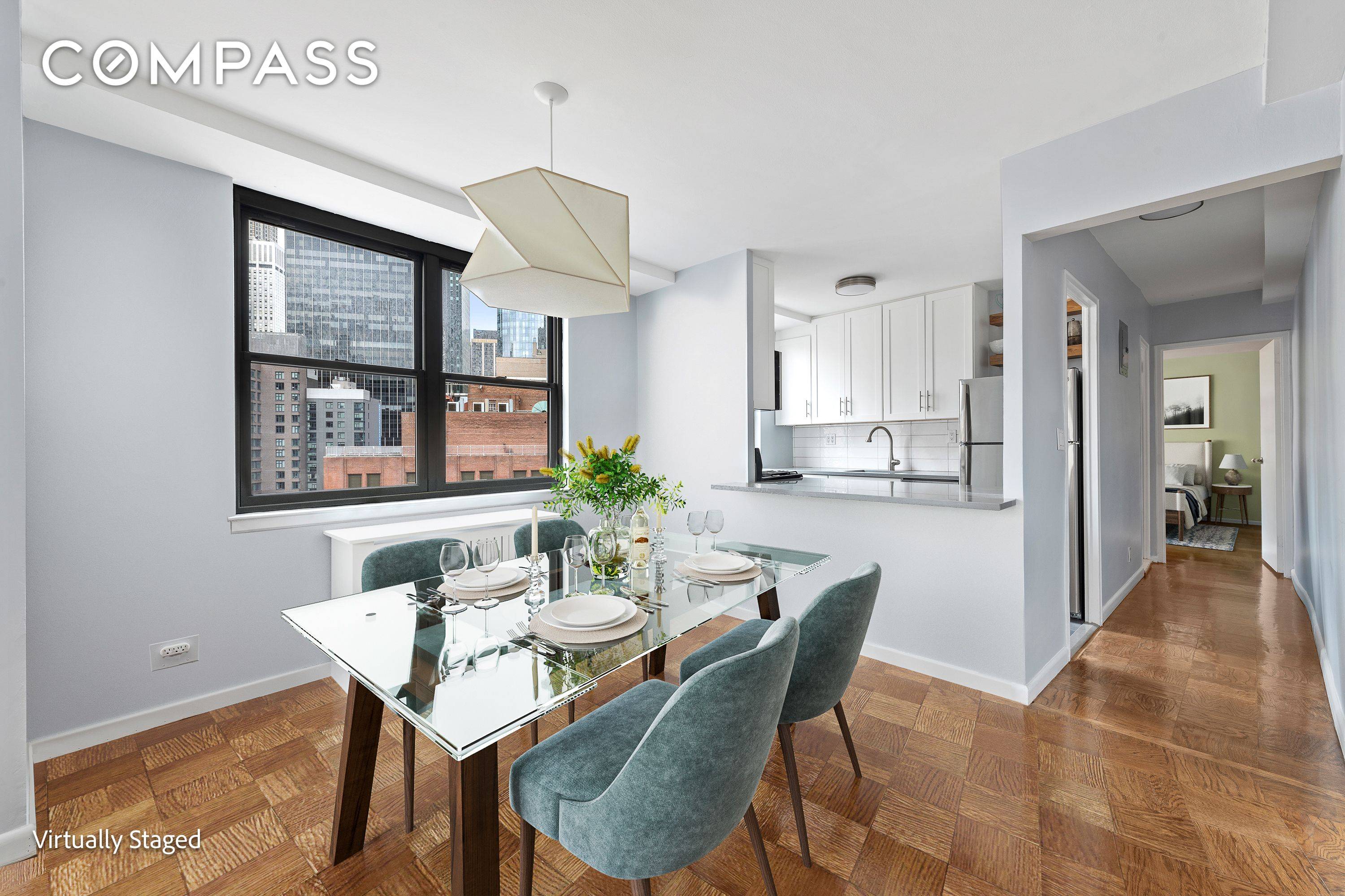 Mint high floor home with iconic views and a flexible layout, Residence 18M delivers sweeping Manhattan skyline vistas framing the Empire State and Chrysler Buildings through an expansive wall of ...
