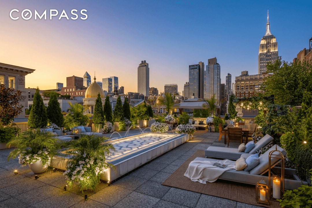 JARDIN D'EAU PENTHOUSE WITH ROOFTOP GARDEN OASIS Perched atop the Cammeyer Building with an enormous 3, 300sf rooftop garden and reflecting pool that acts as a serene visual extension of ...