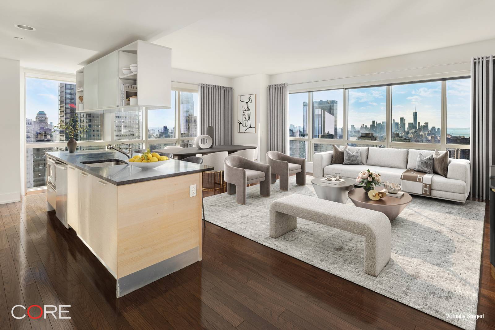 Expansive luxury with iconic skyline views.