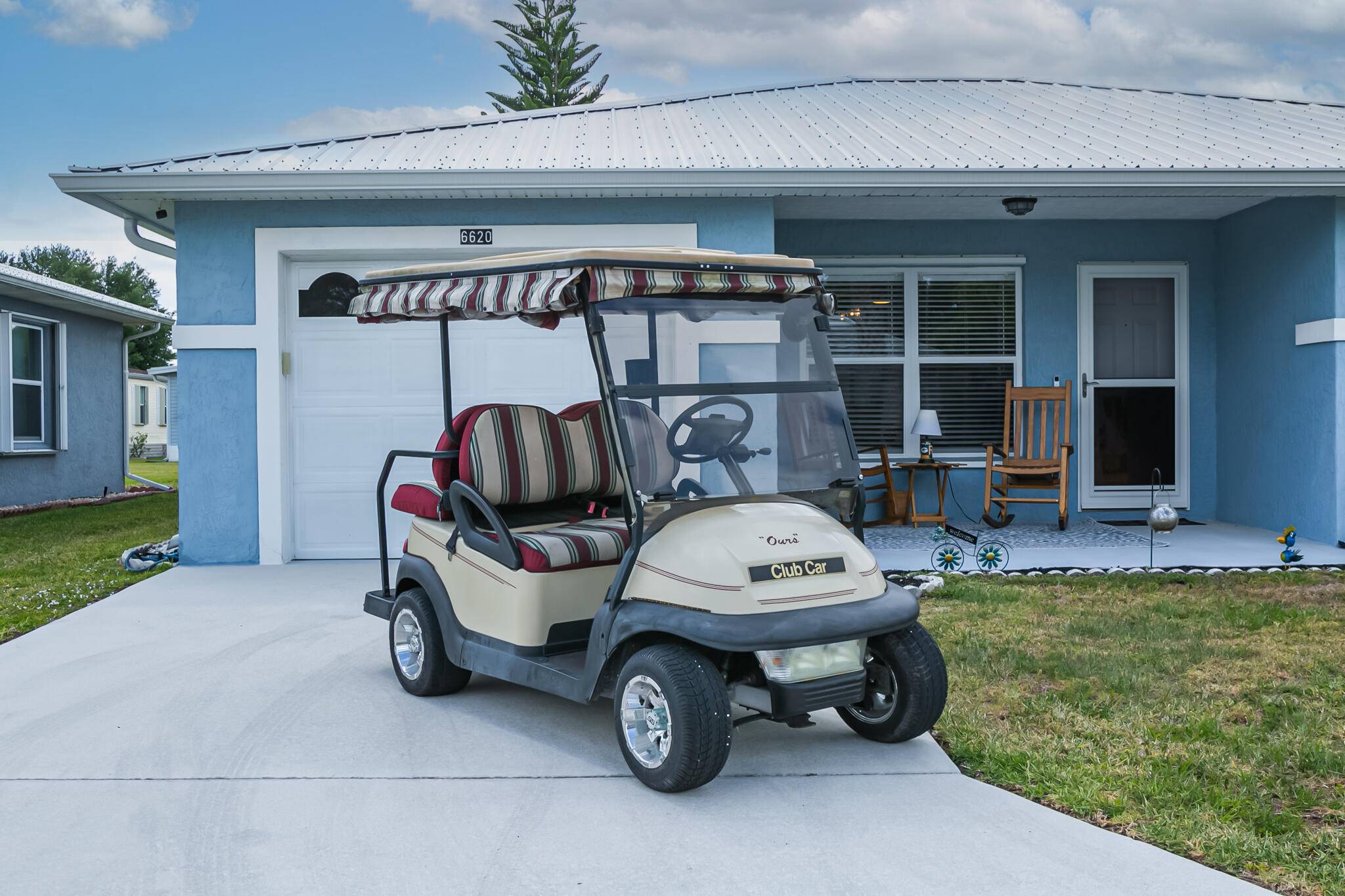 Enjoy the INCLUDED GOLF CART with the purchase of this beautifully decorated, FULLY FURNISHED 2 bedroom, 2 bath, 1 car garage CBS home, located in the pet friendly section of ...