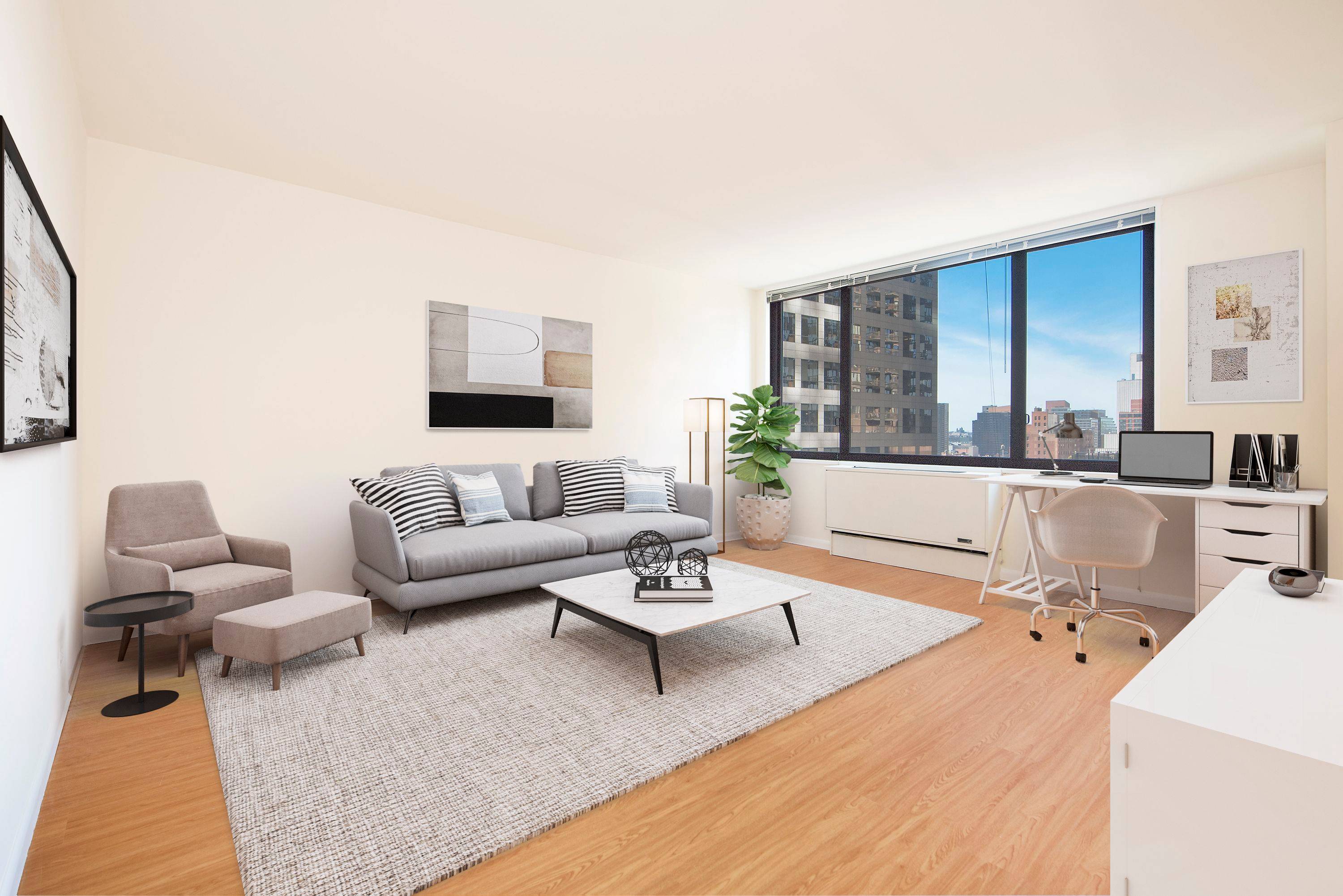 LARGE One Bedroom Apartment with spacious living room, great size bedroom 17' x 11', and the best LOCATION in the city !