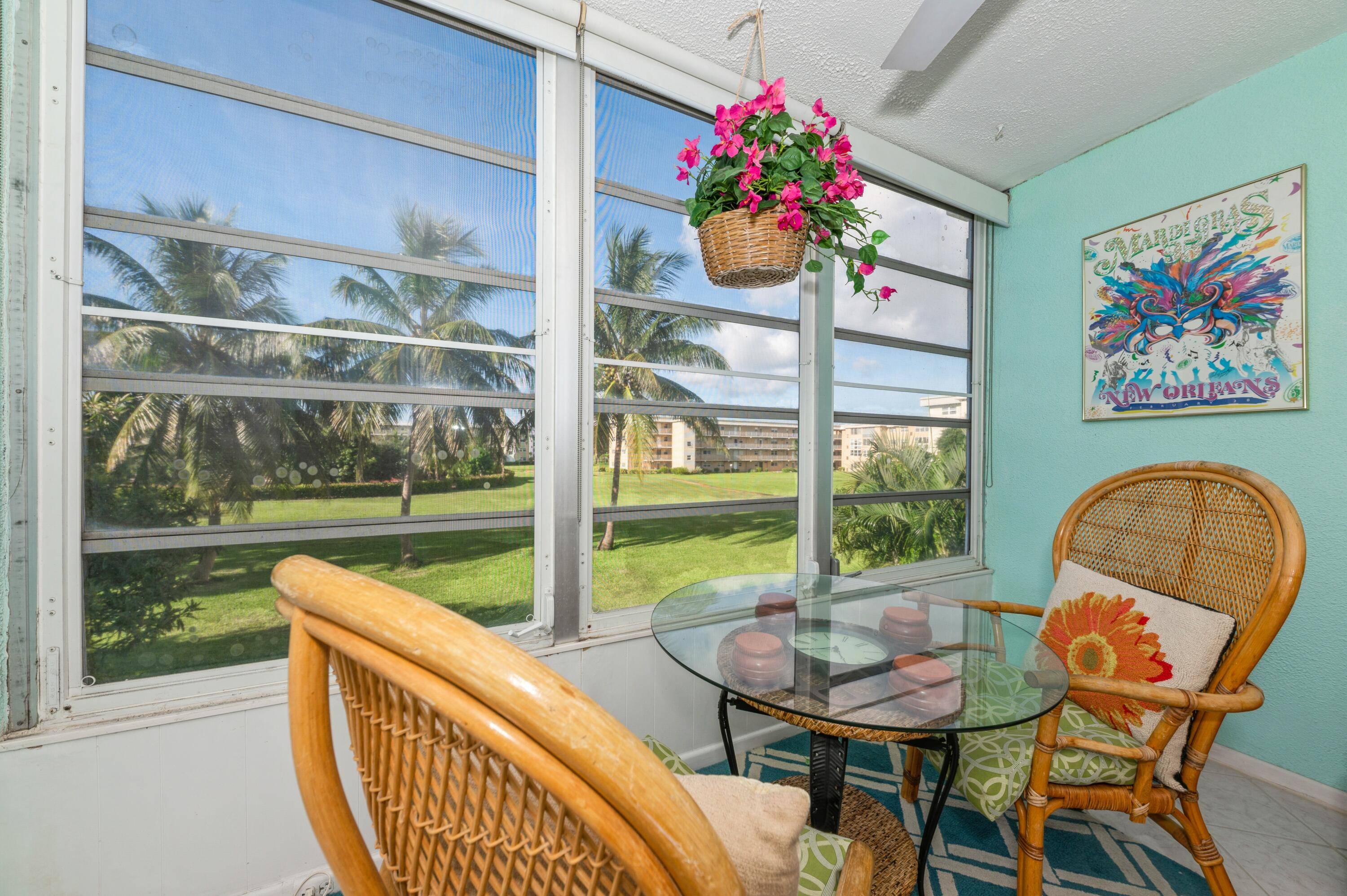 This fully furnished 2 bedroom, 2 bath second floor condo offers a bright, comfortable layout with a Florida room overlooking peaceful garden views.