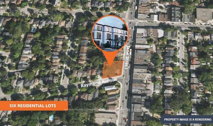The Residential Lot has 6 municipal addresses 2 Raymond Avenue and 360, 362, 364, 366 and 368 Jane Street, Toronto, ON, 6 lots zoned R d.