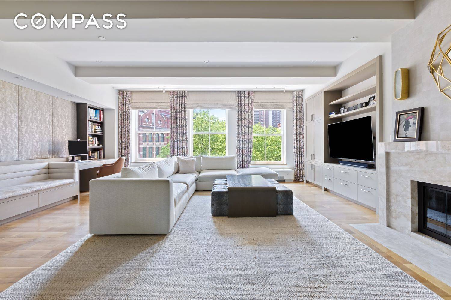 This spacious three bedroom, two and a half bath duplex spans over 2, 300 square feet and is ideally situated just across from Duane Park.