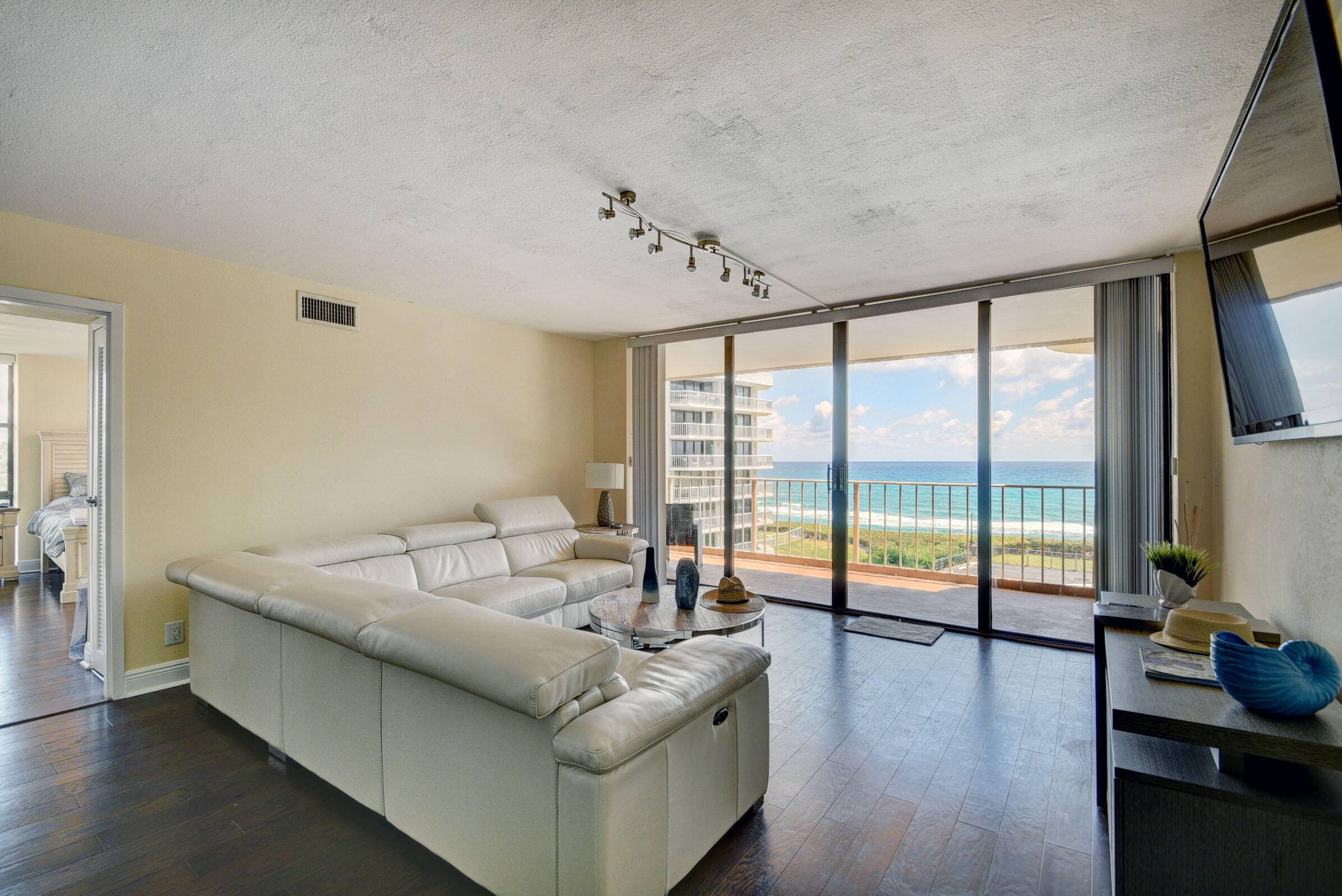 This stunning 2 bedroom 2 bath Penthouse with a split floor plan offers breathtaking Ocean Views from every room in the Condo.