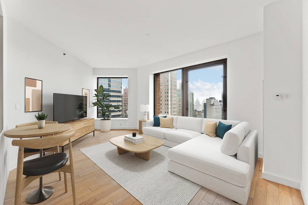 Platinum Properties is proud to present residence 38N at 75 Wall Street, boasting gorgeous river views and a spacious floorplan with one bedroom, a home office, and two bathrooms.