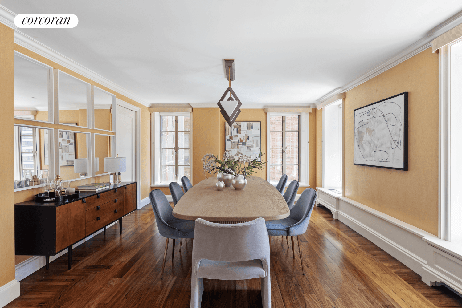 Historic Prewar Duplex Condominium with Two Terraces and Exceptional Light Perched on the 13th and 14th floors of the iconic Barbizon 63, this sun filled, 2, 940 square foot three ...