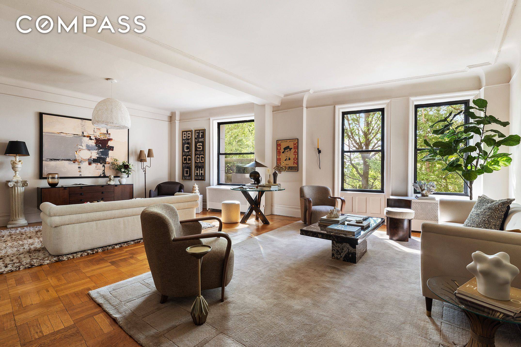 Perched above the treetops with enchanting views of Riverside Park, this expansive 2, 400 square foot home in a distinguished full service prewar condominium offers a rare blend of grandeur, ...