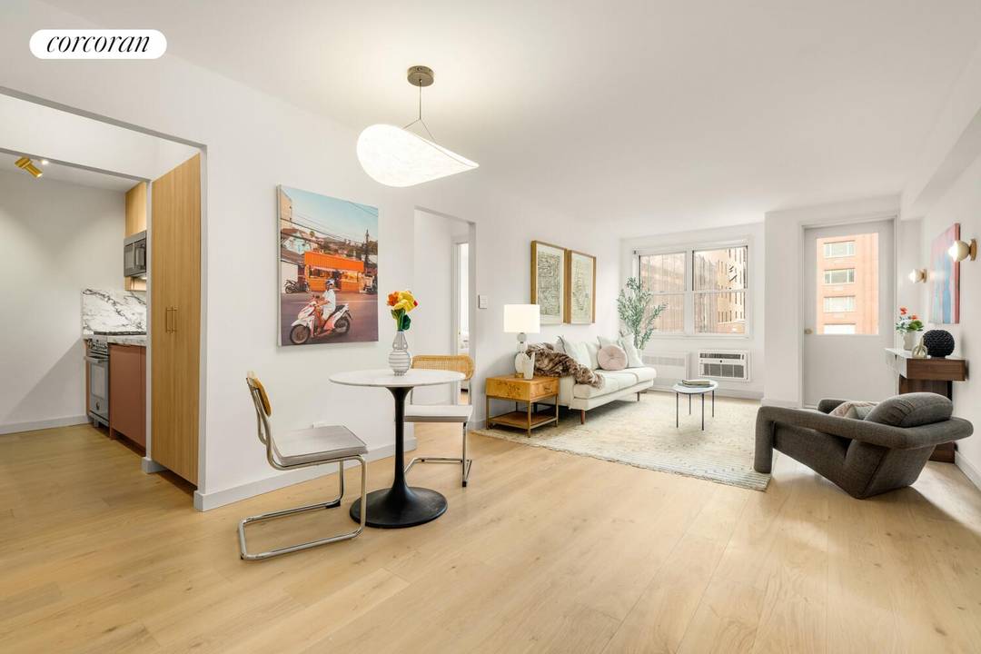 Residence 5E is a sunny south facing one bedroom Chelsea condo offering warmth, thoughtful design, and real livability.