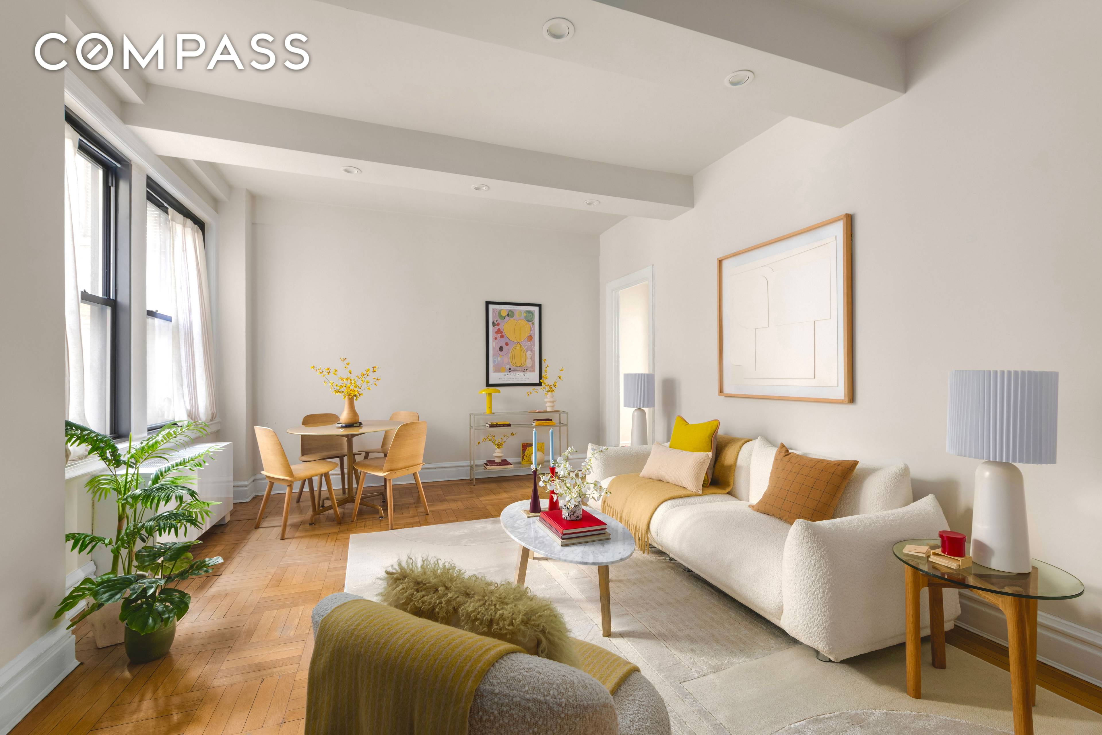 With the grace of high ceilings and wood floors and the ease of a renovated kitchen and bathroom, this 2 bedroom home offers serene comfort in a coveted location.