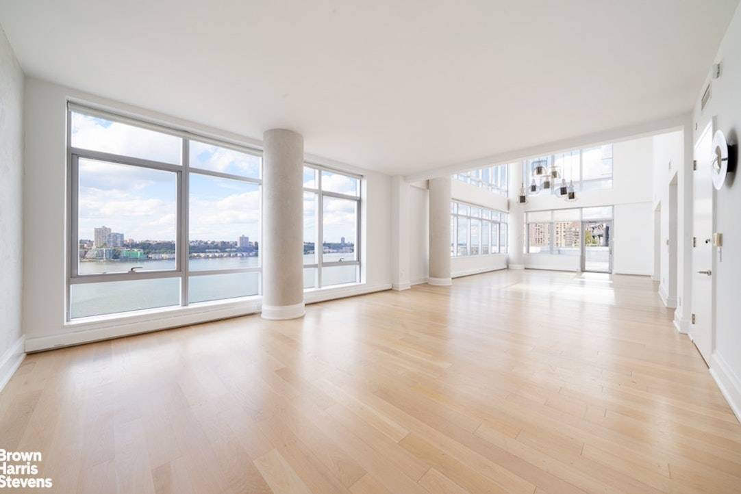 Seamlessly blending over 5, 700 square feet of interior living space and a massive 4, 500 square foot terrace with private pool, this extraordinary duplex corner residence at One Riverside ...
