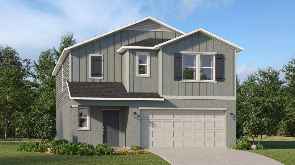 This new two story home boasts a modern layout with an open concept floorplan consisting of a stylish kitchen, dining room and family room on the first floor.