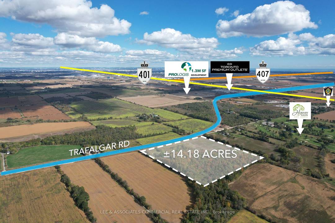 Excellent opportunity to purchase 14 acres of New Employment Land with 595 Feet of frontage on Trafalgar.