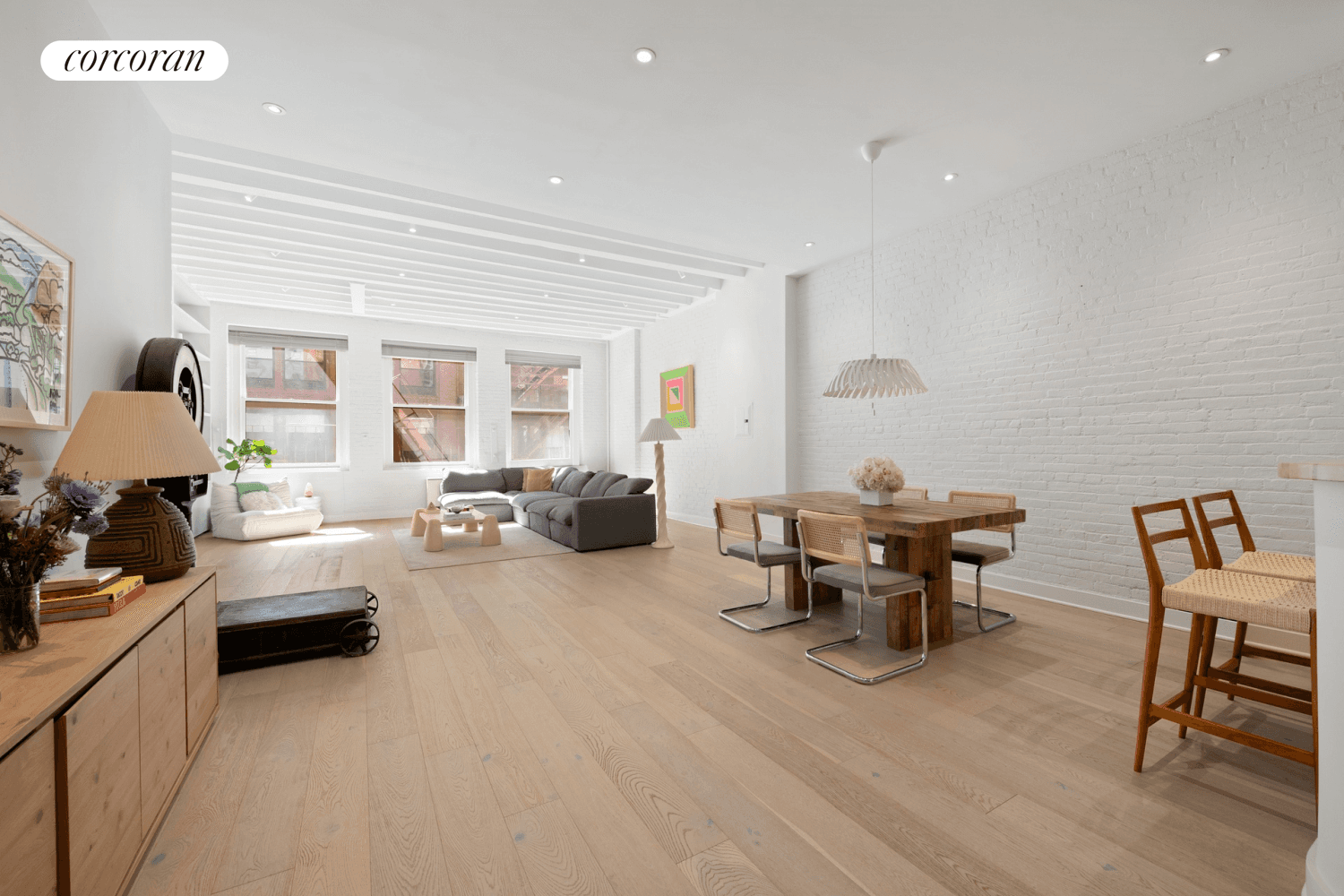 Original architectural details and contemporary updates add incredible warmth and style to this turnkey two bedroom plus office, one bathroom Tribeca loft in a historic boutique co op ideally located ...