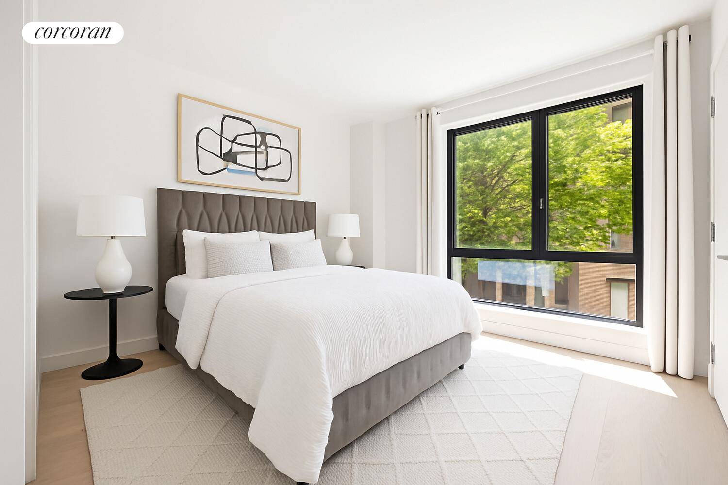 Residence 3B is a spacious two bedroom, two bathroom corner home with southwest exposure, flooded with natural light in every room, and offering multiple access points to a wraparound terrace ...