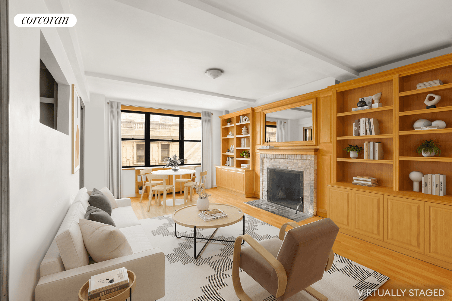 Located in 140 East 28th Street, a charming pre war full service co operative, this oversized studio with a separate sleeping area is equipped with hardwood floors throughout, beamed ceilings, ...