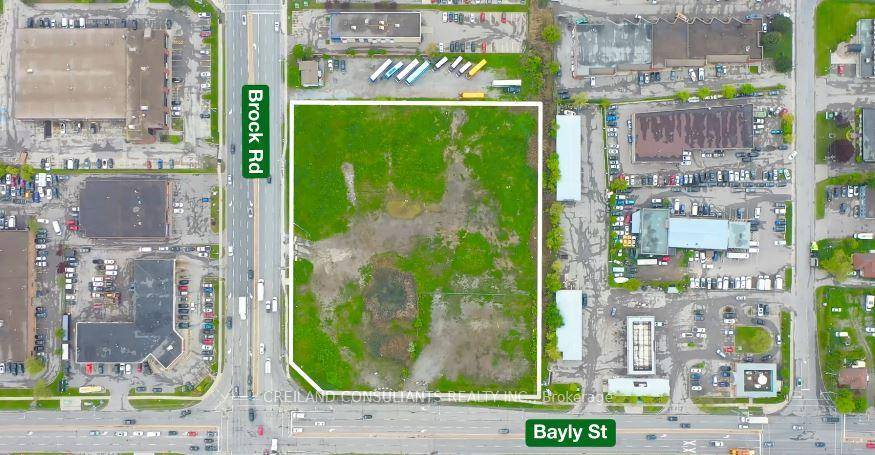 Exceptional 4. 31 acre land development opportunity for sale at the highly visible and accessible intersection of Bayly Street and Brock Road.