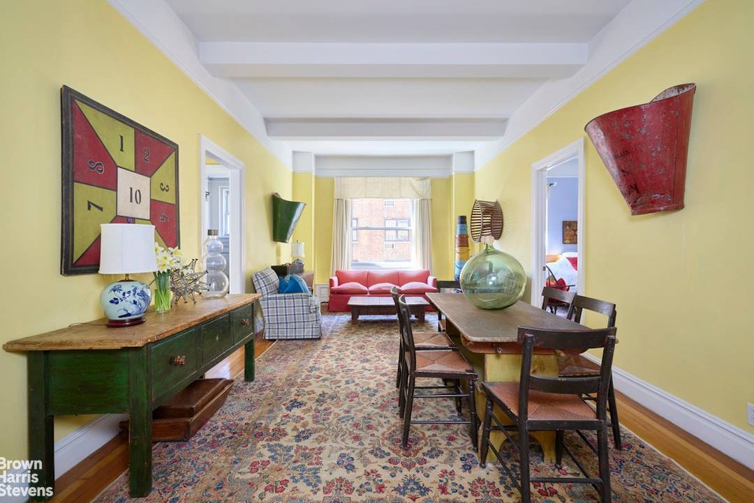 This welcoming pre war Classic 5 with two bedrooms and a bonus room that could serve as a nursery or office and two bathrooms features 10 foot beamed ceilings and ...