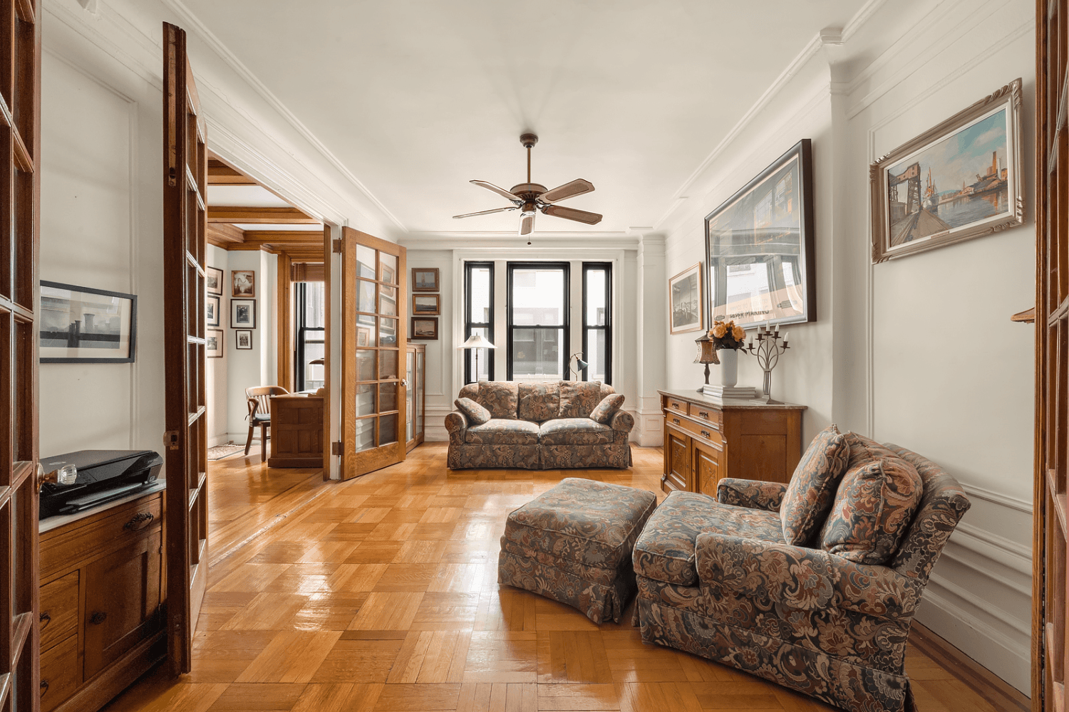 This stunning Classic Six is located in the renowned pre war co op at 645 West End Avenue, a masterpiece by esteemed Italian architect Gaetan Ajello.