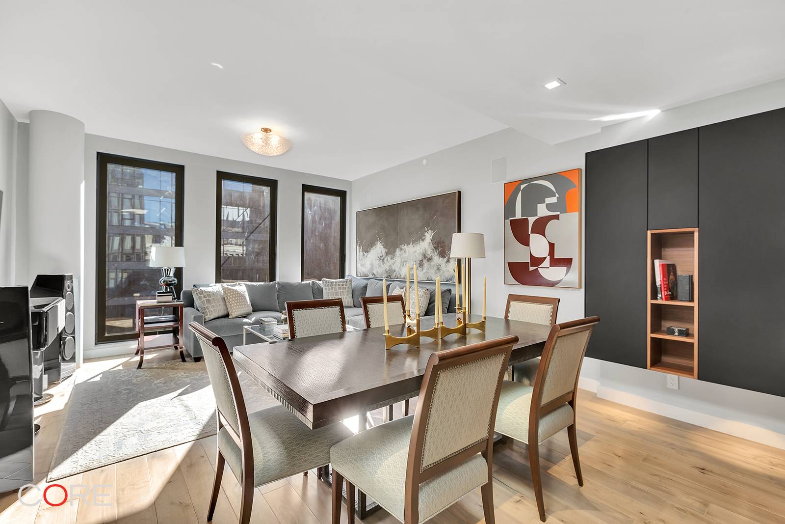 Residence 501 at 15 Renwick features northern and eastern views, an efficient two bedroom, two and a half bathroom layout with an open flow living room and oversized windows throughout.