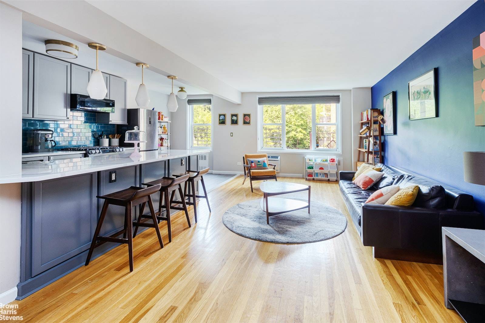 Glorious renovations with designer touches grace the favored layout of this generous 2 bedroom 1.