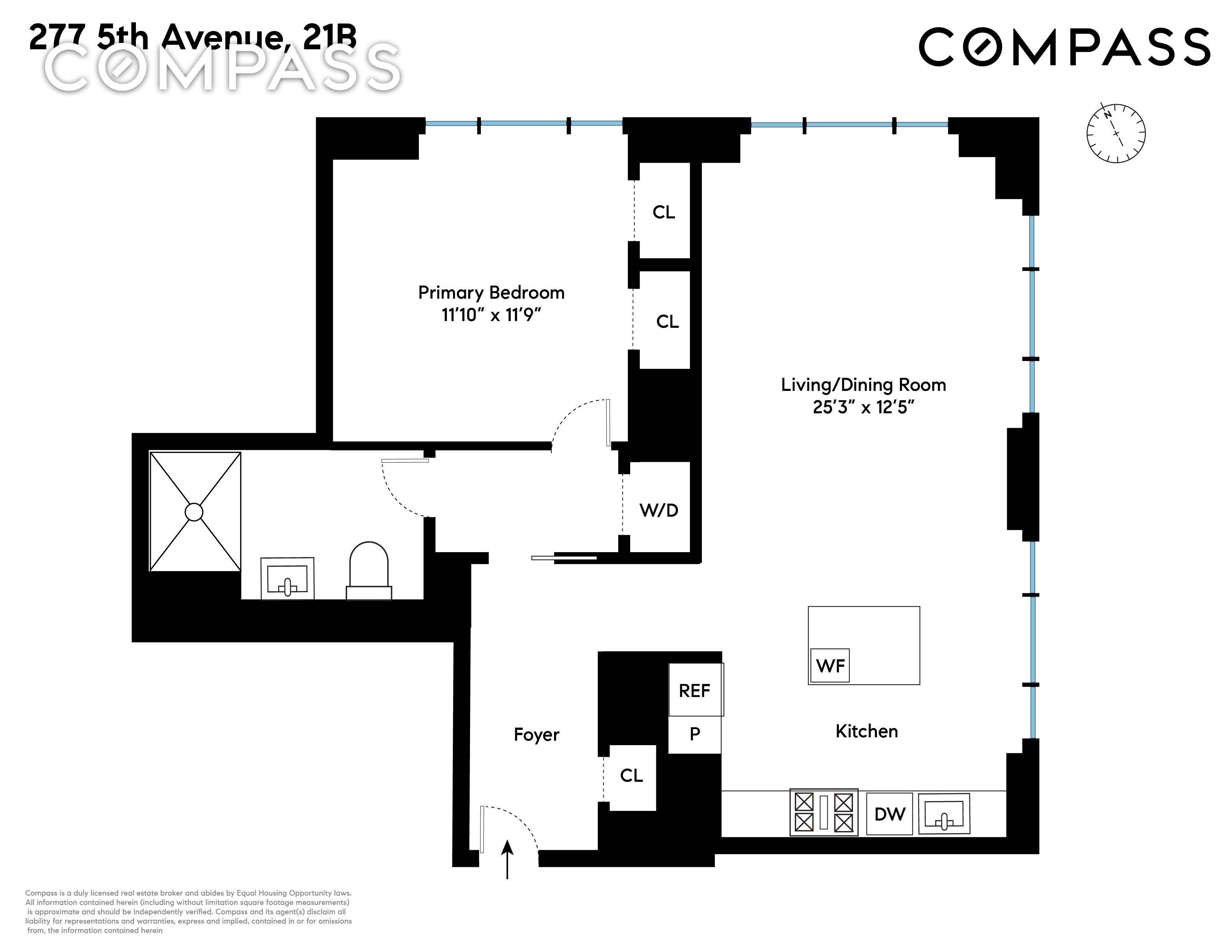 Welcome home to this large corner one bedroom with northeast exposures and floor to ceiling windows allowing for an abundance of natural light.