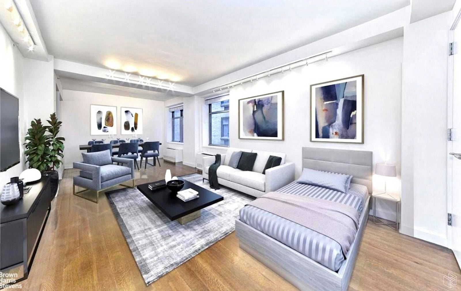 Live in a comfortable 601 SF studio with a spacious living and dining rooms that is equipped with an open kitchen and boasts of a SubZero refrigerator, Bosch and Viking ...