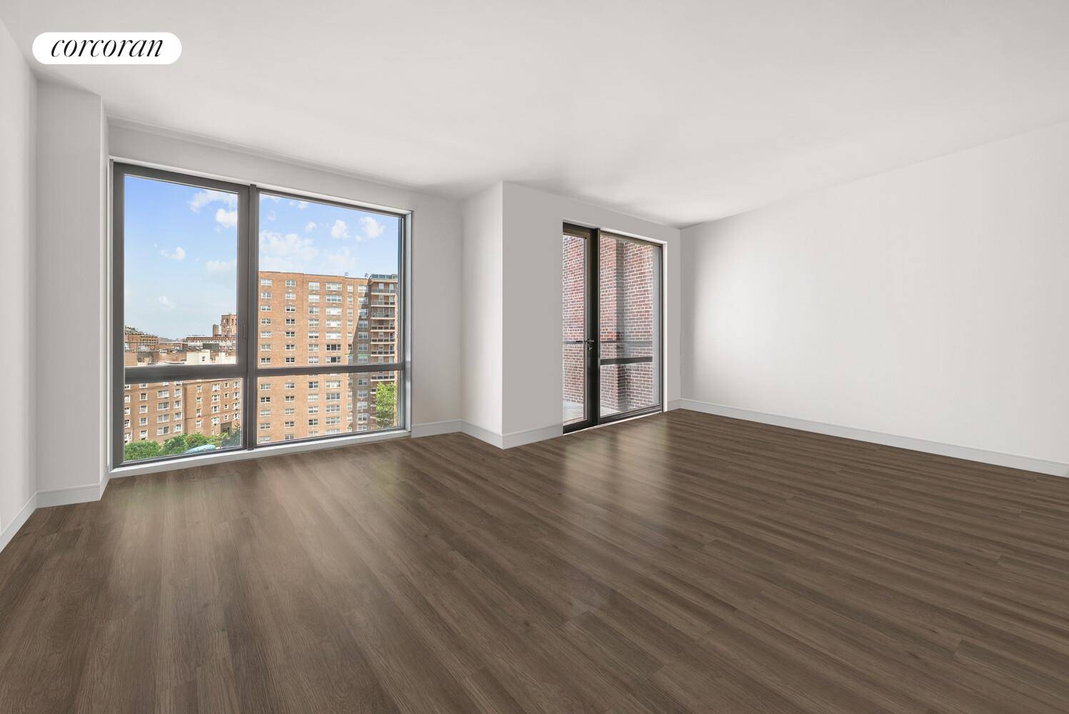 Introducing Residence 8H at BLVD, a stunning two bedroom, two bathroom condominium with balcony that offers an unparalleled living experience in the heart of Forest Hills.