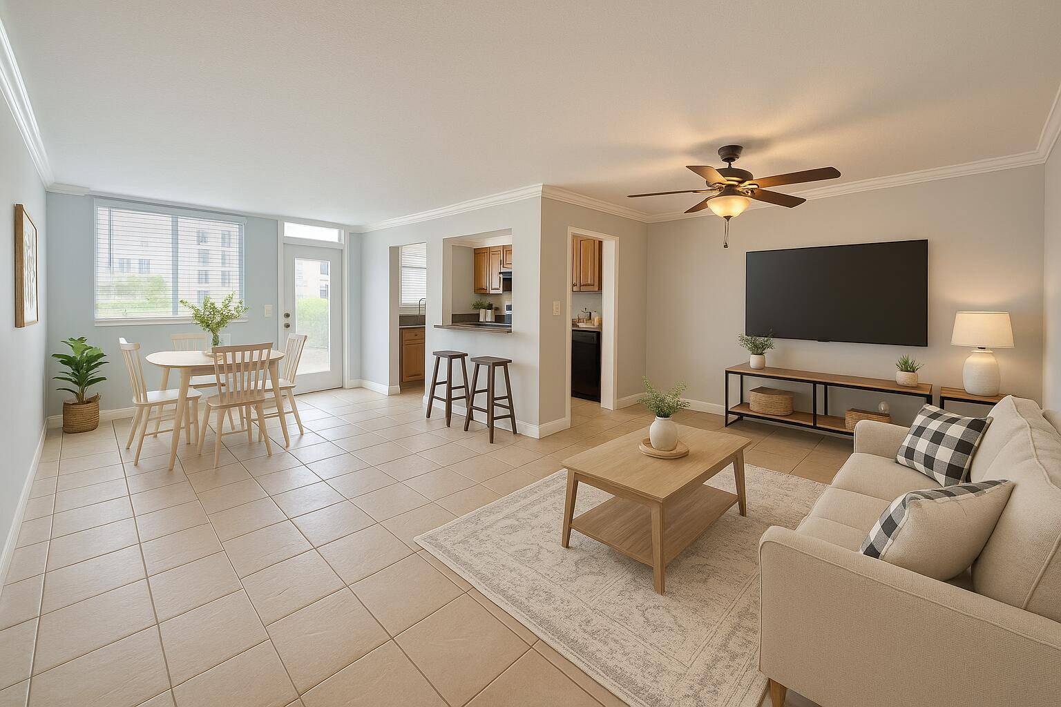 This freshly painted 1 bedroom, 1 bath condo offers a bright, open layout with a breakfast bar perfect for casual dining or entertaining.