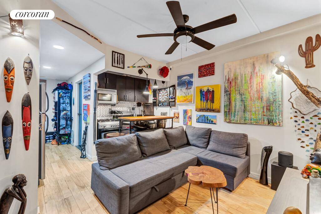 Priced exceptionally well, this thoughtfully converted two bedroom residence is located in a welcoming full service condominium and features a large private balcony overlooking the tranquil inner garden.