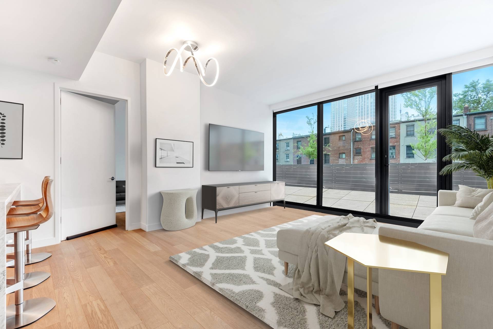 Residence 2C is a 1, 428 sq ft 3 bedroom 3 bathroom home with a HUGE 800 sq ft terrace facing south !