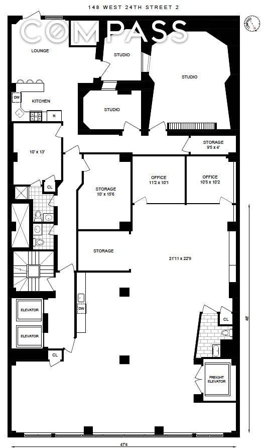 Full floor modern office with two units.