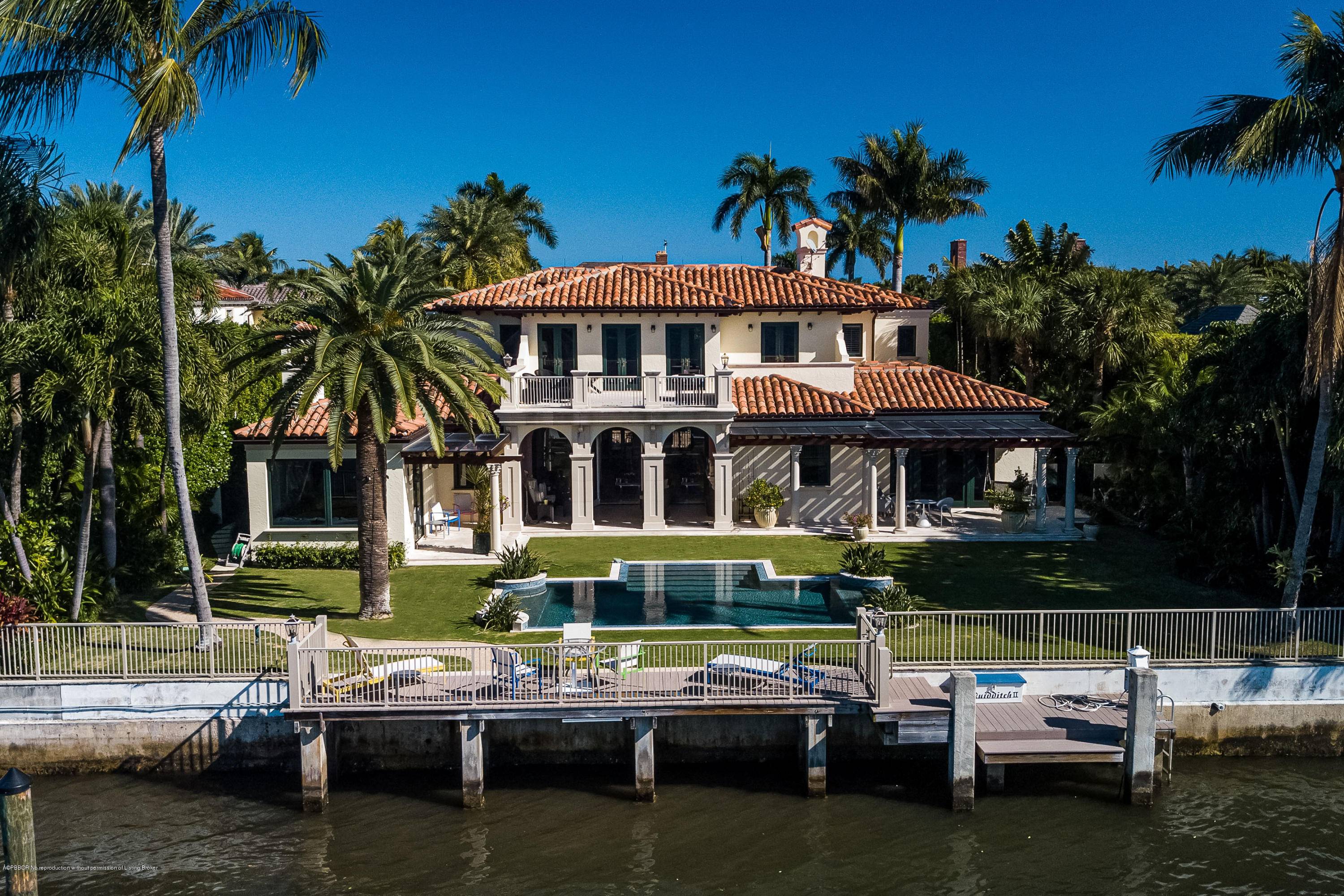 Beautiful Everglades Island Mediterranean home with wide, gorgeous Intracoastal and sunset views.