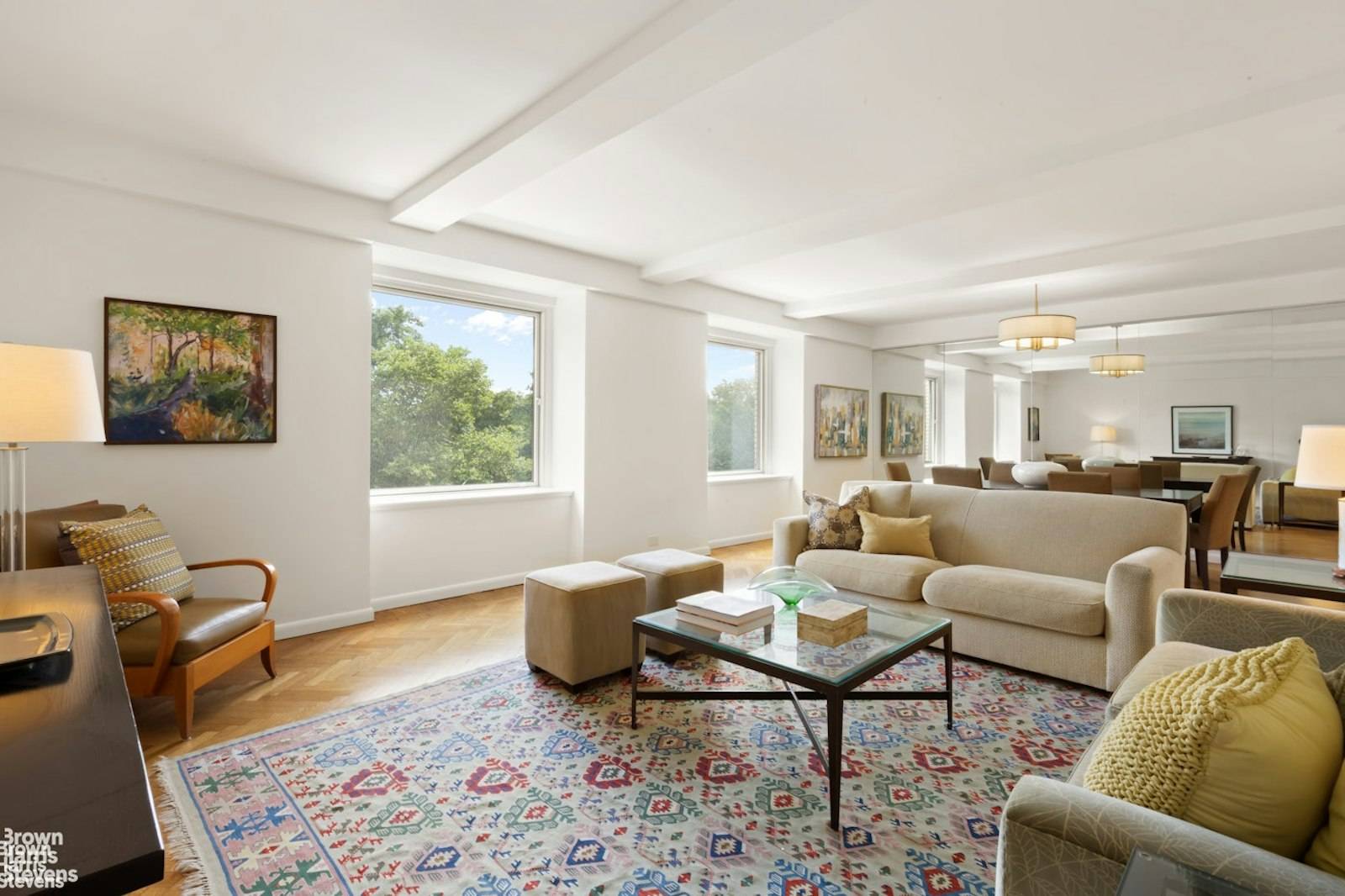 The fantasy become reality in this stately 28' wide living room with direct Central Park views.