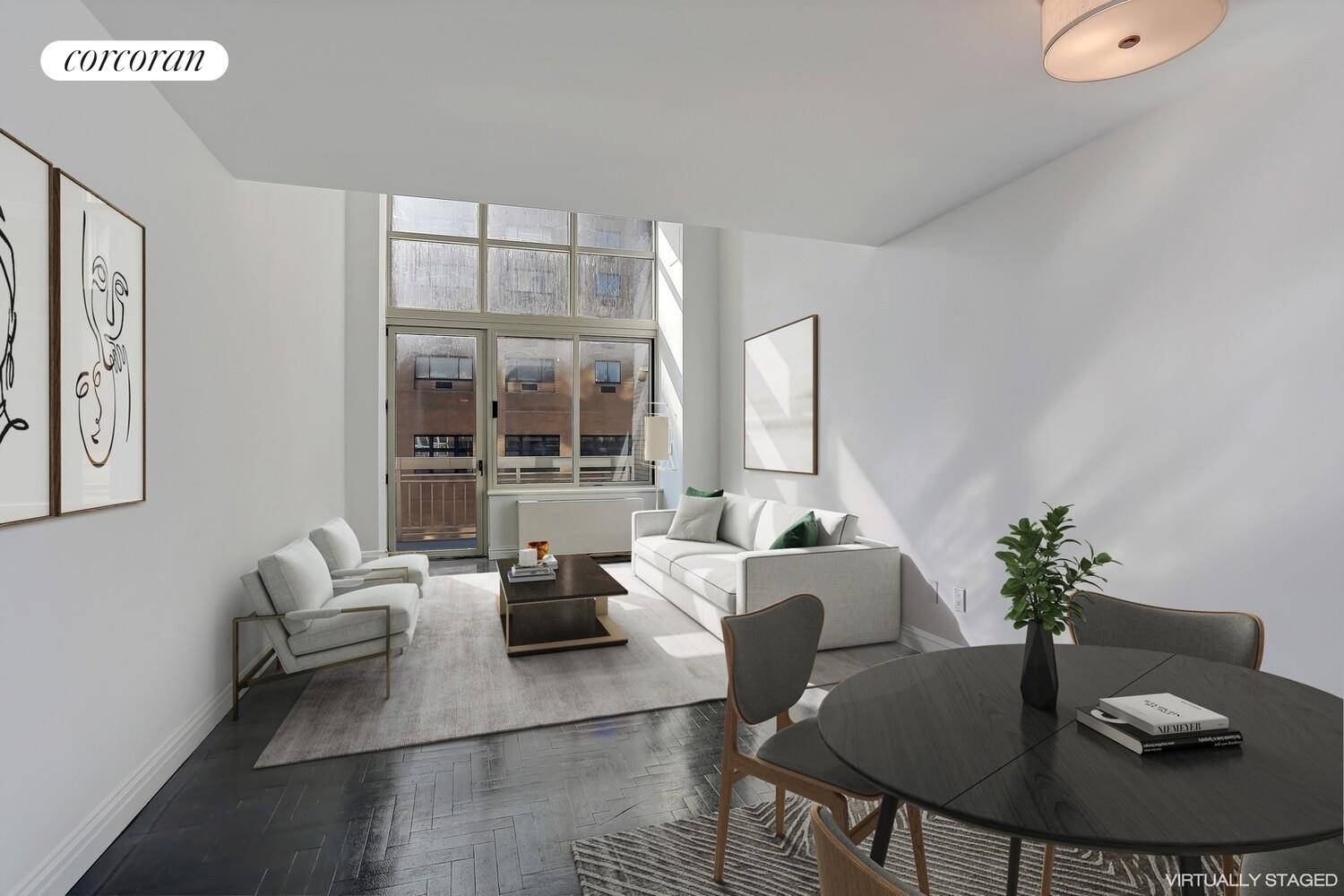 Welcome to apartment E8D at the Gotham Condominium, an 875 square foot 1 bedroom 1 1 2 bath East facing residence with a large balcony.