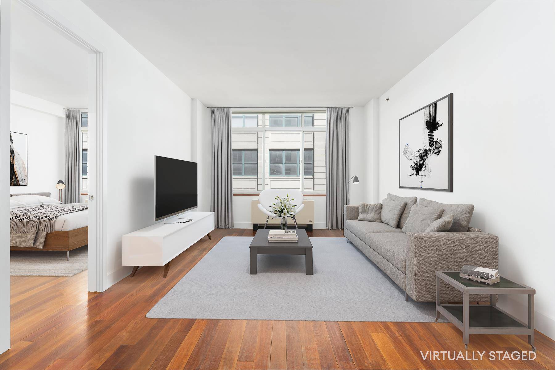 This 1047sf two bed, two bath condo offers a highly coveted split bedroom design with a northern exposure.