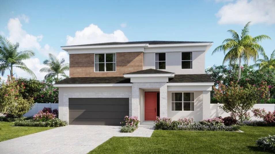 This new two story home showcases a gracious open design among the first floor kitchen, Great Room and dining room, which has direct access to the large covered lanai.