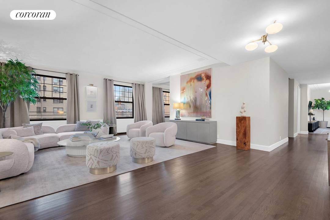 Grand, elegant, with loft like scale, this high floor corner 4 5 bedroom residence offers generously sized rooms and beautiful prewar character throughout.