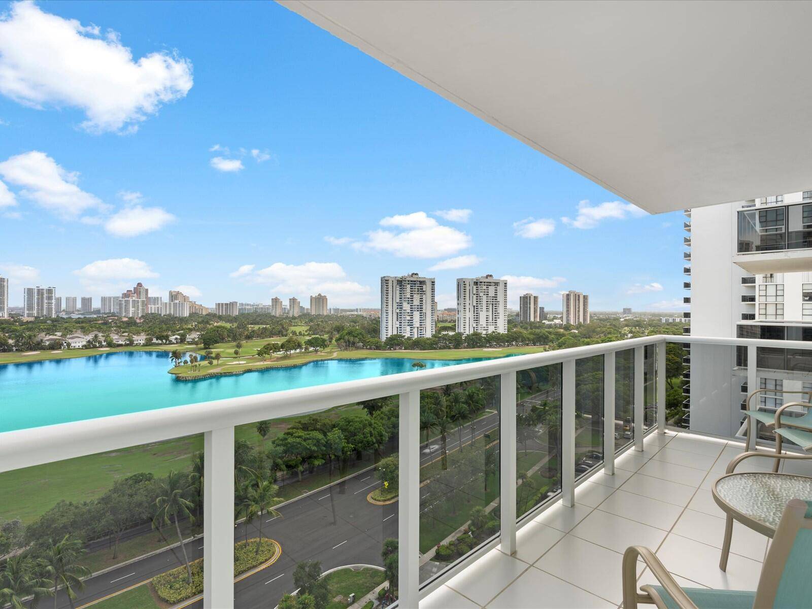 Stunning 16th floor condo at El Dorado Towers in Aventura offering breathtaking panoramic views of Turnberry golf course, Intracoastal Waterway, and city skyline.