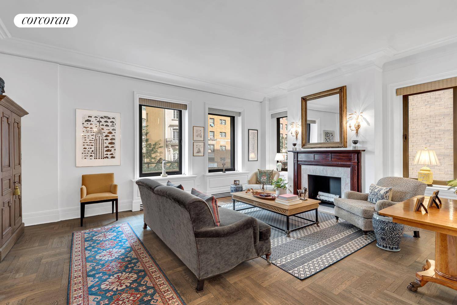 Nicely positioned high off the street on the parlor level, this beautiful and quiet 5 room corner home at The Clarendon blends the best of old world scale and details ...