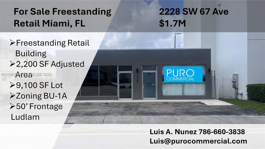 Back On The Market For Sale Freestanding Retail Property in Miami, FL Excellent opportunity to own a freestanding retail property in a highly desirable Miami location.