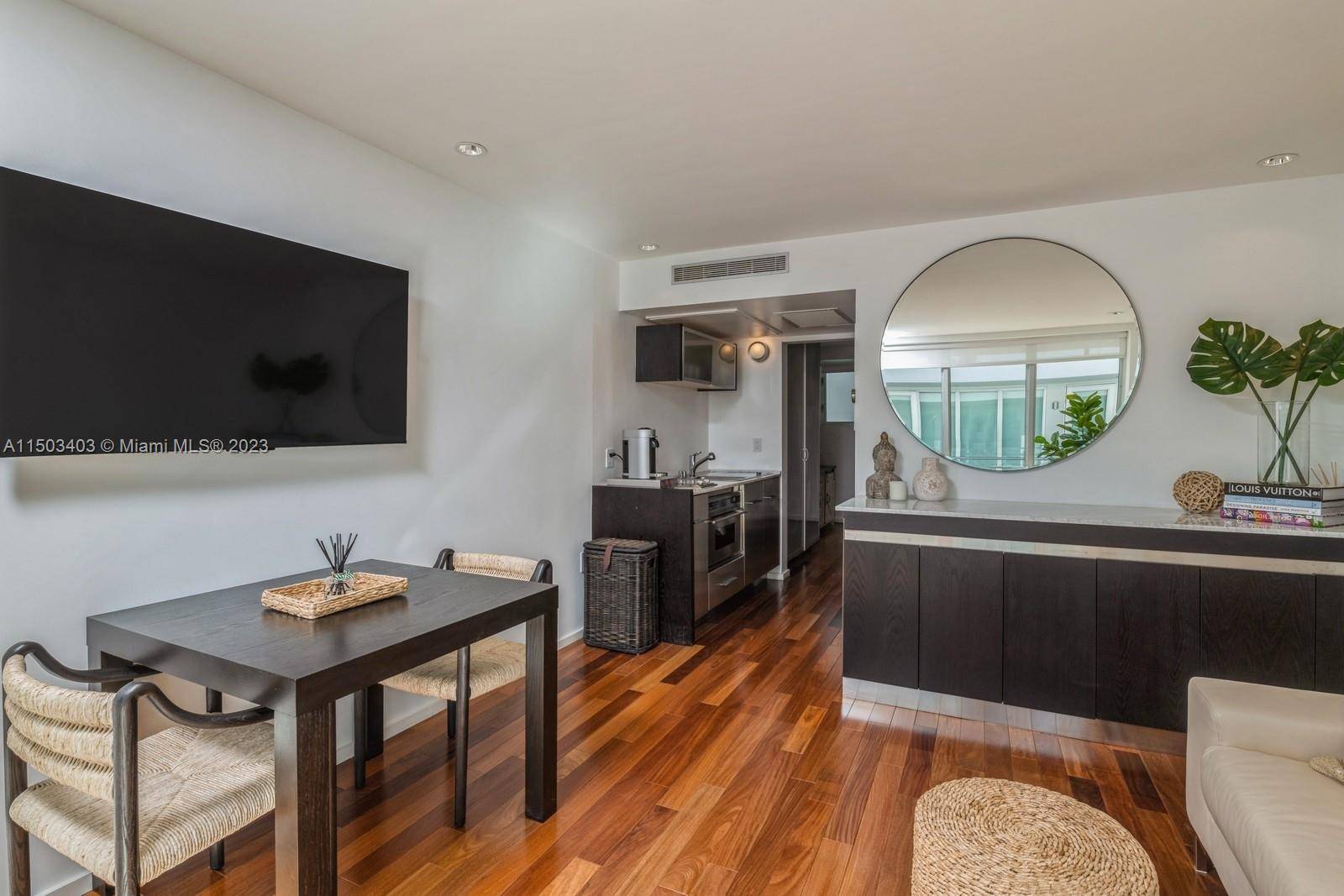 Fully furnished 1 1 South Beach luxury condo located one block from Lincoln Road with top of the line finishes including, Brazilian teak floors, custom designed stainless steel kitchen cabinetry, ...