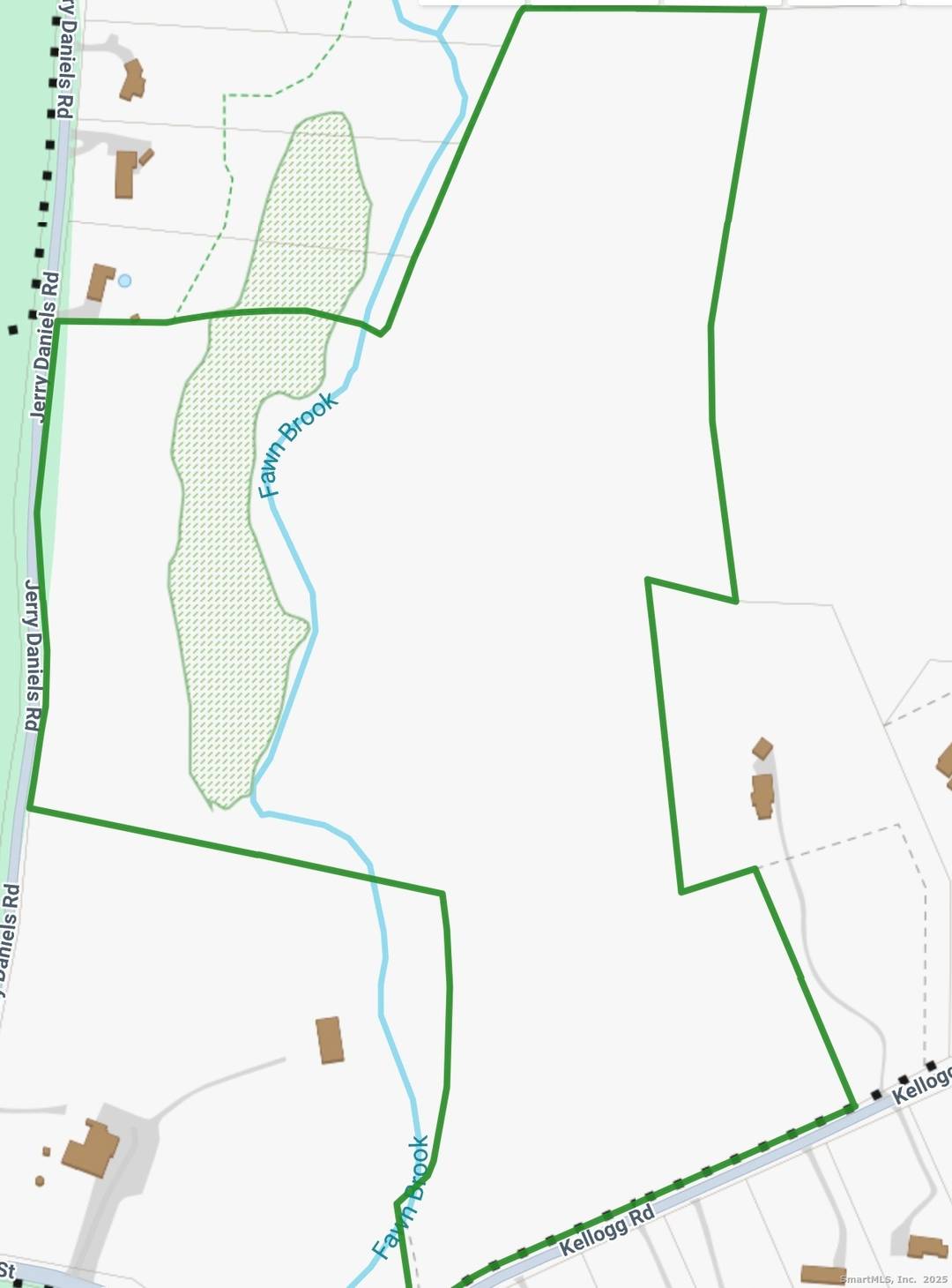 53 acres frontage on two roads 880 foot frontage Jerry Daniels Road 960 foot frontage Kellogg Road Nice trails on property Fawn Brook runs through property This would make a ...