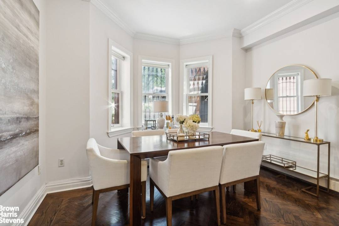 A private patio, leafy park views, elegant upgrades, and historic townhouse style living in a Manhattan home with carrying costs a fraction of comparable full floor apartments in the Upper ...